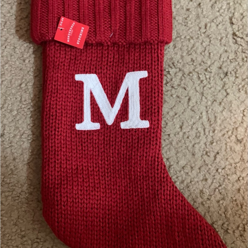 Target Wondershop Lg. Monogram Letter M stocking. New.